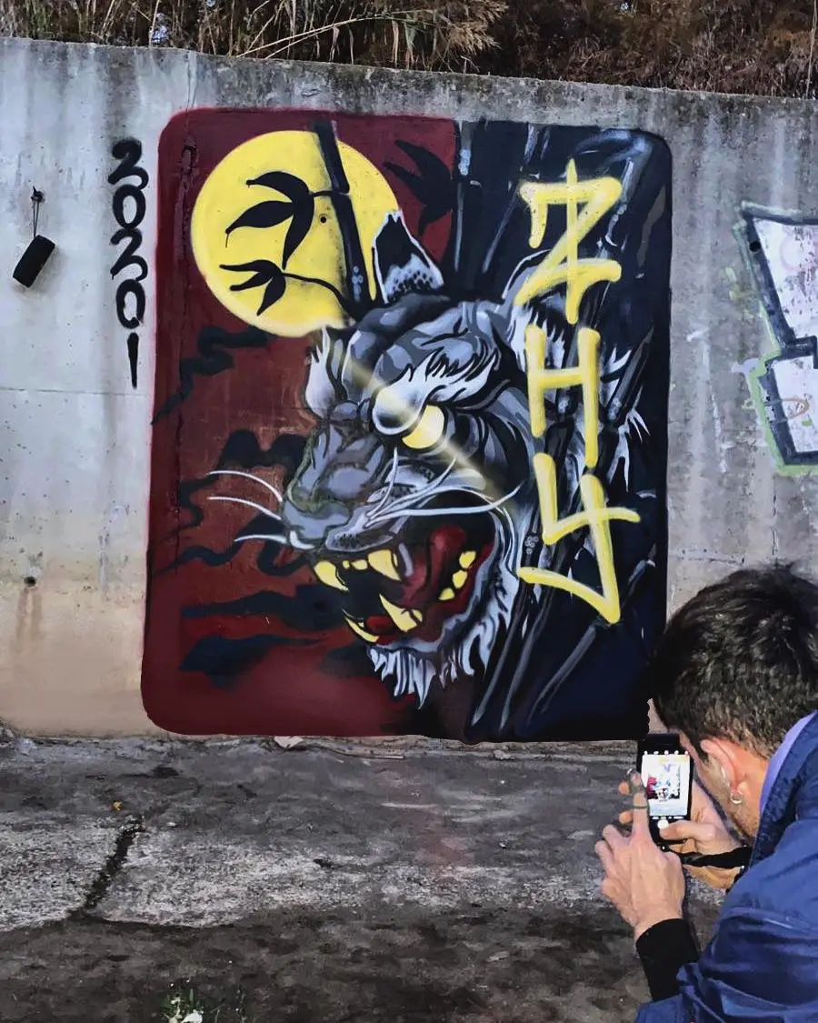 grafiti de un tigre