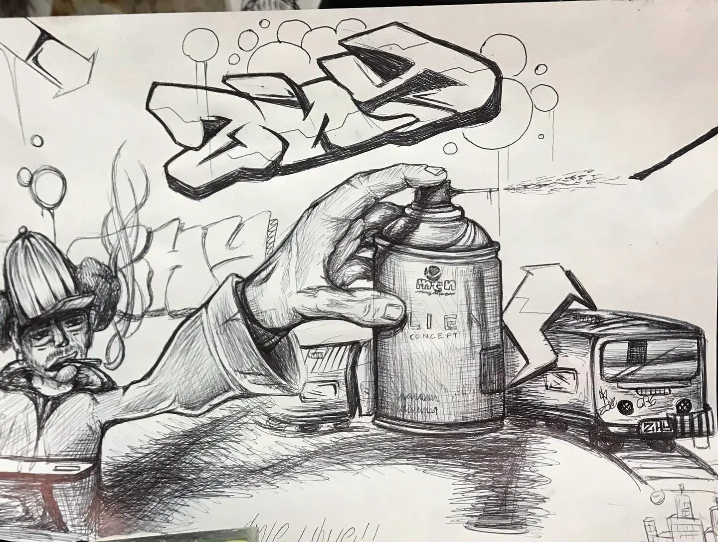 grafiti de una lata de pintura en aerosol