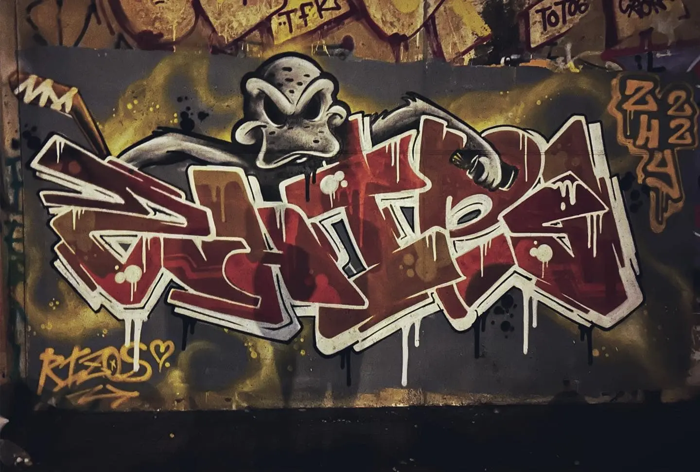 grafiti de letras con un pato